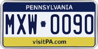 PA license plate MXW0090