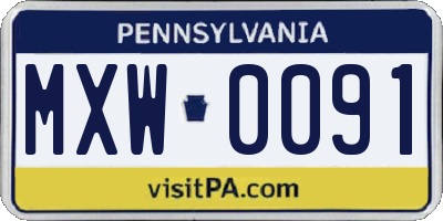 PA license plate MXW0091