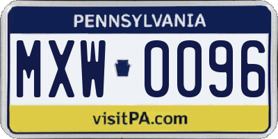 PA license plate MXW0096