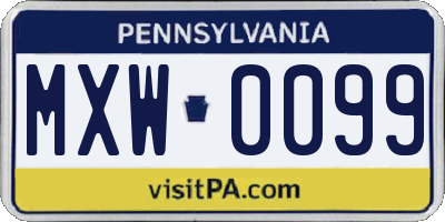 PA license plate MXW0099