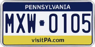 PA license plate MXW0105