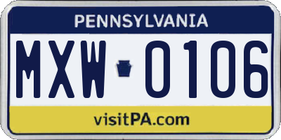 PA license plate MXW0106