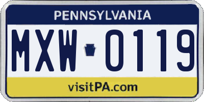 PA license plate MXW0119