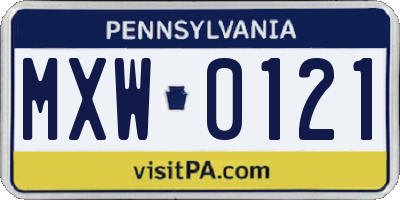 PA license plate MXW0121