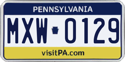 PA license plate MXW0129