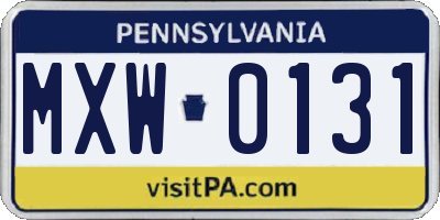 PA license plate MXW0131