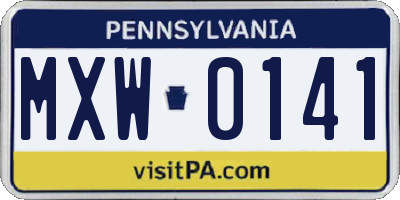PA license plate MXW0141