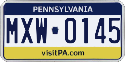 PA license plate MXW0145