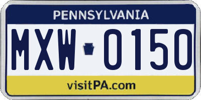 PA license plate MXW0150