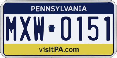 PA license plate MXW0151