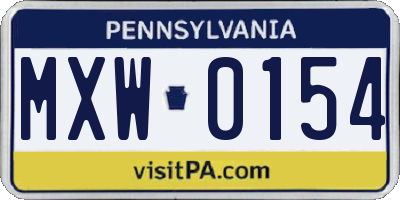 PA license plate MXW0154