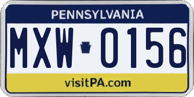 PA license plate MXW0156