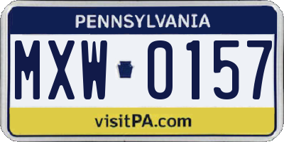 PA license plate MXW0157