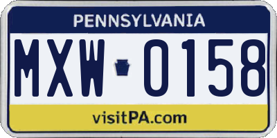 PA license plate MXW0158