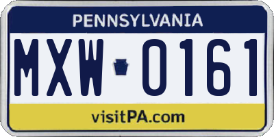PA license plate MXW0161