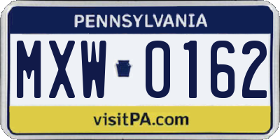 PA license plate MXW0162