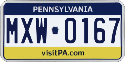 PA license plate MXW0167
