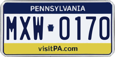 PA license plate MXW0170