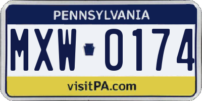 PA license plate MXW0174