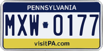 PA license plate MXW0177