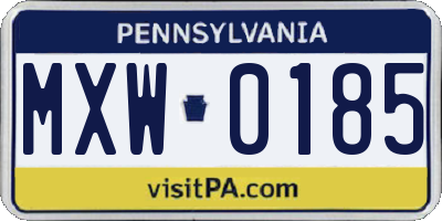 PA license plate MXW0185
