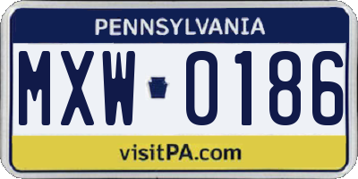 PA license plate MXW0186