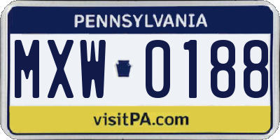 PA license plate MXW0188