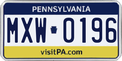 PA license plate MXW0196