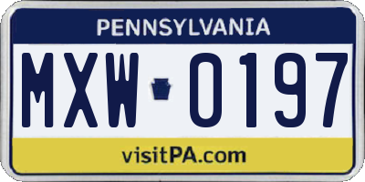 PA license plate MXW0197