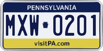 PA license plate MXW0201