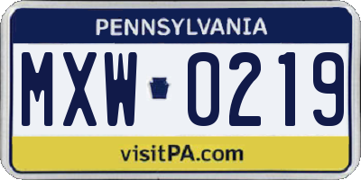 PA license plate MXW0219