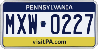 PA license plate MXW0227