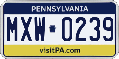 PA license plate MXW0239