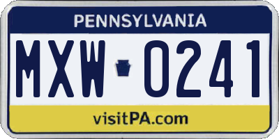 PA license plate MXW0241