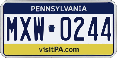 PA license plate MXW0244