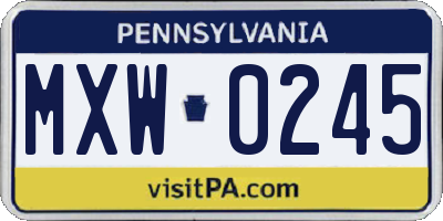 PA license plate MXW0245