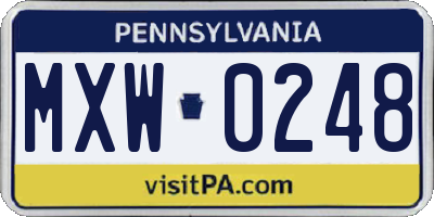 PA license plate MXW0248