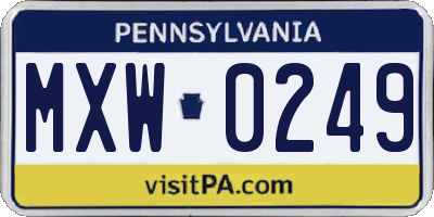 PA license plate MXW0249