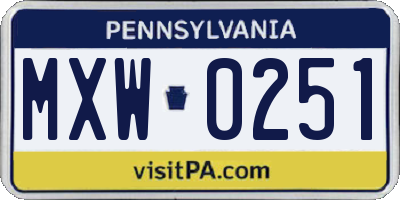 PA license plate MXW0251