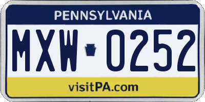 PA license plate MXW0252
