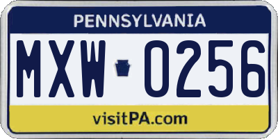 PA license plate MXW0256