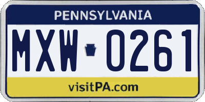 PA license plate MXW0261