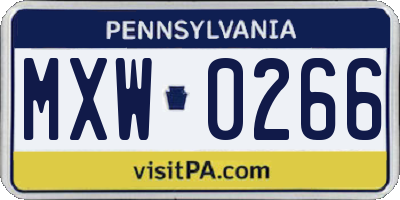 PA license plate MXW0266