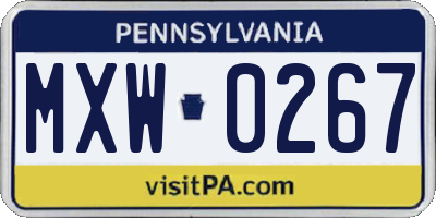 PA license plate MXW0267