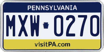 PA license plate MXW0270