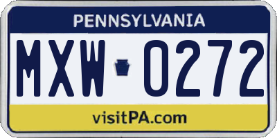 PA license plate MXW0272