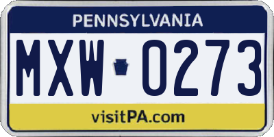 PA license plate MXW0273