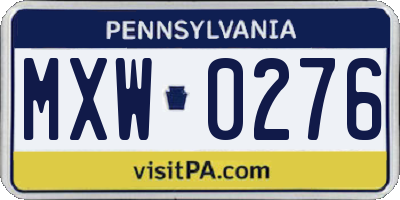PA license plate MXW0276