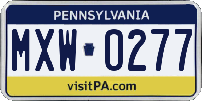 PA license plate MXW0277