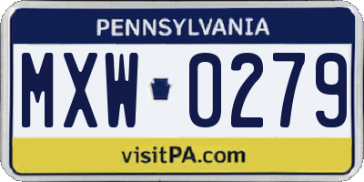 PA license plate MXW0279